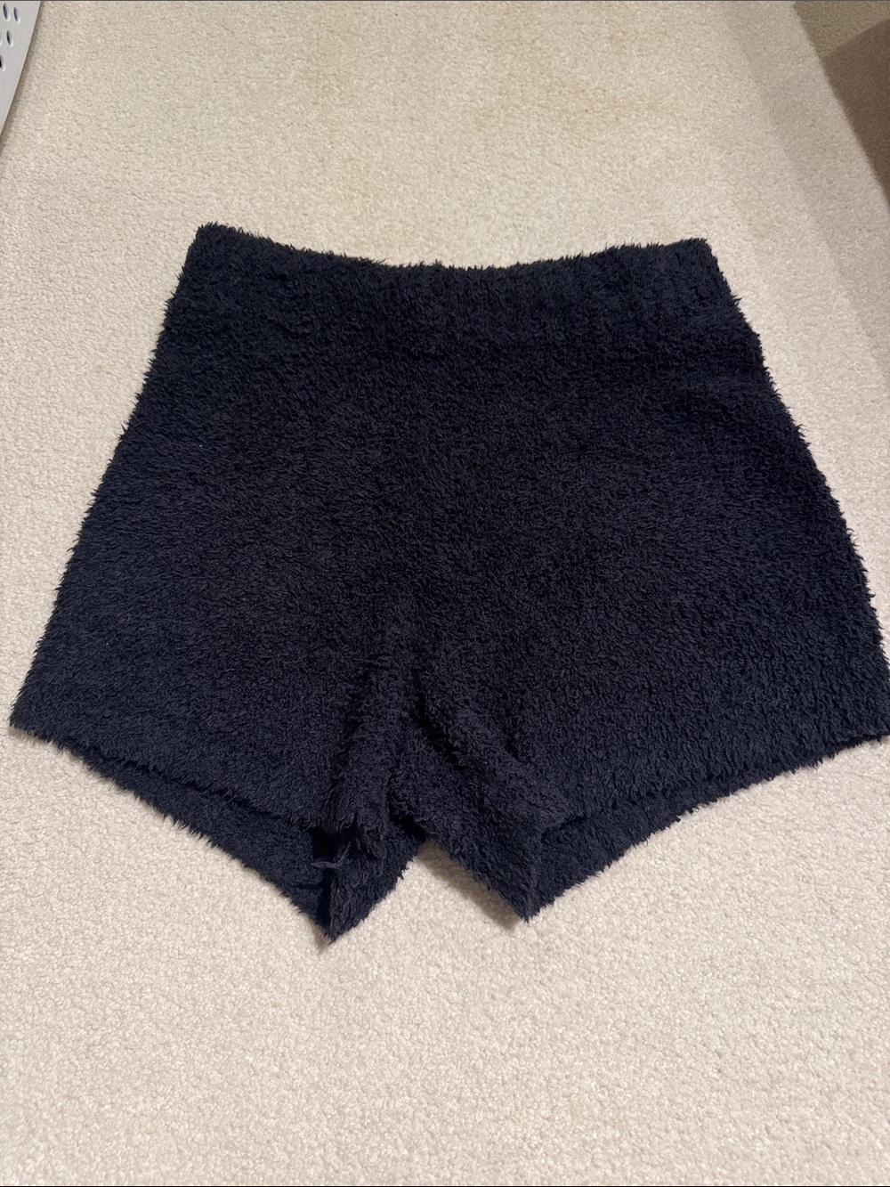 SKIMS Black Plush High-Waist Lounge Shorts